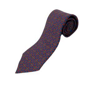 Hermès Men’s 100% Silk Neck Tie Burgundy Geometric Pattern Made in France